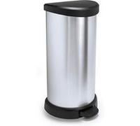 Curver Decobin - Poubelle ronde à pédale, 40L - Fermeture douce - Aspect Métal - Pour Cuisine, Bureau, Salle de Bain - 29,8 x 34,9 x 69,7 cm - Gris