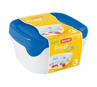 Curver 2045386 Fresh & Go Boîte Fraîcheur Carré Plastique Transparent/Bleu Lot de 3