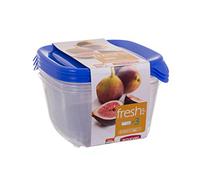 Curver 2045387 Fresh & Go Boîte Fraîcheur Carré Plastique Transparent/Bleu Lot de 3