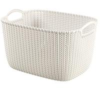 Curver 226379 Panier de Rangement Rectangulaire Tricot Plastique Blanc Cassé 38,5 x 28,5 x 23,5 cm 19 L