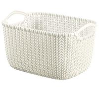 Curver 226391 Panier de Rangement Rectangulaire Tricot Plastique Blanc Cassé 29 x 21,7 x 17,2 cm 8 L