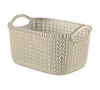 Curver 230009 Panière de Rangement Rectangulaire Angulaire Tricot Plastique Blanc cassé 25 x 18 x 14 cm 3 L