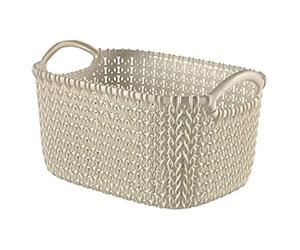 Curver 230009 Panière de Rangement Rectangulaire Angulaire Tricot Plastique Blanc cassé 25 x 18 x 14 cm 3 L
