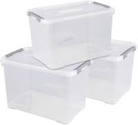 Curver Boîte de rangement à couvercle 3 pcs 65 L Transparent 240682 Transparent