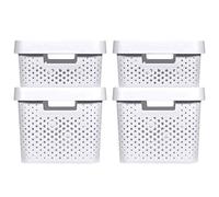 Curver | 4 Bacs de Rangement Infinity 2X(11L+17L) + couvercles, Blanc, Plastique recyclé