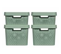 Curver | 4 Bacs de Rangement Infinity 2X(11L+17L) + couvercles, Vert, Plastique recyclé