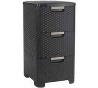 CURVER Tour de Bureau 3 Tiroirs de 14L, Style - Tour de Rangements Pratique pour Outils, Linge, Papiers & Autres -3x14L - 37,8x32,8x60 cm - Noir