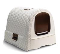Curver Bac à litière pour chats avec tiroir rotin plastique Blanc 51x38.5x39.5cm