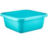 CURVER Bassine Carrée 6L - Cuvette pour Ménage, Cuisine - Convient pour bains de pieds pédicure - Bac de Lavage Pratique et Empilable - Pour Linge Vaisselle Légumes - 29 x 29 x 12 cm - Bleu Turquoise