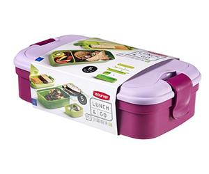 Curver | Bento avec Couverts, Parme, Lunch & Go, 13,5x23,5x6,3 cm