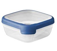 Curver Boîte alimentaire carrée multi usage 0,75L en polypropylène 100% recyclé, 15x15x6,5 cm, adapté au Micro-Ondes, Lave-Vaisselle, Congélateur- Bleu