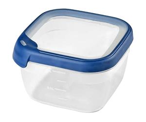 Curver Boîte alimentaire carrée multi usage 1,2L en polypropylène 100% recyclé, 15x15x9,3 cm, adapté au Micro-Ondes, Lave-Vaisselle, Congélateur- Bleu