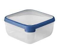 Curver Boîte alimentaire carrée multi usage 2,5L en polypropylène 100% recyclé, 20x20x9,5 cm, adapté au Micro-Ondes, Lave-Vaisselle, Congélateur- Bleu