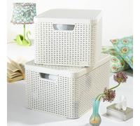 Curver Boîte de rangement avec couvercle Style L 30 L Blanc crème