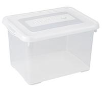 CURVER Boîte de Rangement Handy 20L - Boîte de Rangement Multifonction - Pour Chambre, Bureau, Garage, Cabanon, Buanderie - Fermeture rapide à clips - 40 x 29 x 25 cm - Transparent