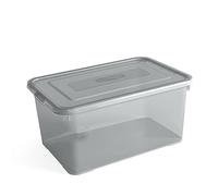 Curver Boîte de Rangement Handy 50L - Boîte de Rangement Multifonction - pour Chambre, Bureau, Garage, Cabanon, Buanderie - Fermeture Rapide à Clips - Gris fumé