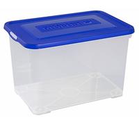 CURVER | Boîte de Rangement Handy 65L - Boîte de Rangement Multifonction - Pour Chambre, Bureau, Garage, Cabanon, Buanderie - Fermeture rapide à clips - 60 x 40 x 38,8 cm - Transparent