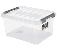 CURVER Boîte de Rangement Handy Plus 15L - Boîte de Rangement Multifonction - Pour Chambre, Bureau, Garage, Cabanon, Buanderie - Fermeture Rapide à poignées - 29 x 40 x 20cm - Transparent