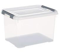 CURVER Boîte de Rangement Handy Plus 20L - Boîte de Rangement Multifonction - Pour Chambre, Bureau, Garage, Cabanon, Buanderie - Fermeture Rapide à poignées - 40 x 29 x 26 cm - Transparent