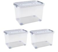 CURVER Boîte de Rangement Handy Plus 65L - Boîte de Rangement Multifonction - Pour Chambre, Bureau, Garage, Cabanon, Buanderie - Fermeture Rapide à poignées - 60 x 40 x 38,8 cm - Transparent
