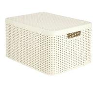 CURVER Boîte de Rangement Style 30L - Aspect Rotin Texturé - Pour Chambre, Salon, Salle de Bain, Buanderie - 44,5x33x24,8 cm - Ivoire - 70 % Recy