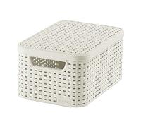 CURVER Boîte de Rangement Style 6L - Aspect Rotin Texturé - Pour Chambre, Salon, Salle de Bain, Buanderie -29,1x19,8x14,2 cm - Ivoire - 70 % Recyclé