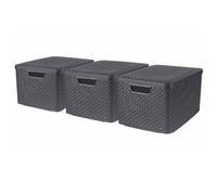 Curver Boîtes de Rangement avec Couvercle 3 pcs L/S Panier Contenant Stockage vi