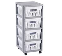 Curver Chariot de rangement Infinity 4x11 L tiroirs ajourés plastique blanc roulettes