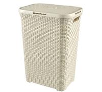 Curver | Coffre à Linge 60L - Aspect rotin 44,8x34,1x61,5 cm Ivoire