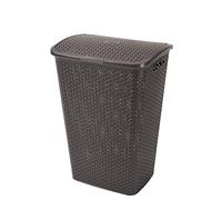 Curver Coffre à Linge My Style 55L - Bac à Linge Sale avec Couvercle - Bonne Aération - Poignées Ergonomiques - pour Salle de Bain ou Buanderie - 42,8 x 33 x 60,4 cm - Chocolat