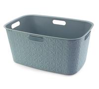 Curver Coffre à Linge Softex 45L - Design Élégant - Léger et Pratique - 70% recyclé - 59 x 39 x 27 cm - Bleu