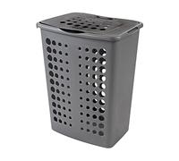 CURVER Coffre à Linge Victor 60L - Bac à Linge Sale avec Couvercle - Bonne Aération - Poignées Ergonomiques - Pour Salle de Bain ou Buanderie - 45,4x34,1x57,1 cm - Gris Anthracite
