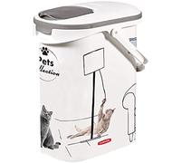 Curver Conteneur à Croquettes Pour Chats - 10L/4KG - Pets Collection - Rangement Hermétique Anti-Odeurs pour Nourriture pour Chats - 19 x 30 x 35 cm, Blanc