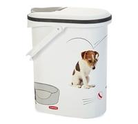 CURVER Conteneur à Croquettes Pour Chien - 4kg / 10L - Rangement Hermétique Anti-Odeurs pour Nourriture pour Chiens - Conteneur avec poignée de Transport - 19 x 30 x 35 cm - Blanc