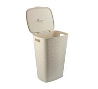 CURVER Corbeille à Linge Softex 56L - Design Élégant - Légère, Empilable et Pratique - 70% recyclé - 59 x 43 x 34 cm - Blanc cassé
