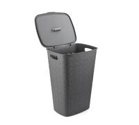 Curver Corbeille à Linge Softex 56L - Design Élégant - Légère, Empilable et Pratique - 70% recyclé - 59 x 43 x 34 cm - Gris