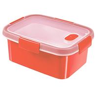 Curver | Cuit Vapeur Smart Micro-Ondes Rect 1,2 l Eco, Transparent/Rouge, 100% Matière Recyclée, 20,3 * 15,4 * 8,8 Cm