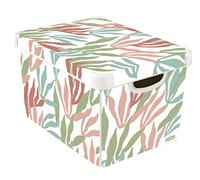 Curver | Deco Stockholm l 22 l - Decor Modern Leaves, Blanc, 39,5 * 29,5 * 24 Cm