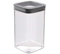 Curver Dry Cube 1.8L - Boîte de Conservation Alimentaire hermétique et emplibale pour la Cuisine - pour Aliments secs - 11,8x11,8x19,7 cm -Transparent/Gris