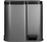 Curver Duo Poubelle à pédale Deco 15L avec 6L seaux intérieurs Gris clair