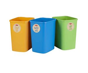 CURVER Eco Ensemble de 3 poubelles du système de tri sélectif des déchets, 25 l chacune, pour papier verre et plastique, poubelle en plastique