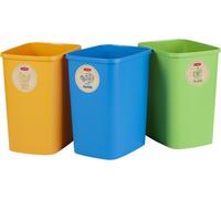 Curver Eco Friendly Set de 3 poubelles Système de tri sélectif Poubelle de tri du papier Verre et plastique Seau de recyclage en plastique (3x9L)
