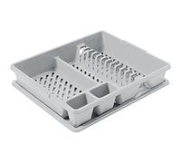 Curver Egouttoir à Vaisselle 12 Assiettes avec Plateau - 45 x 38 x 8,8 cm - Gris