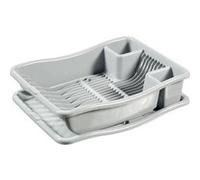 Curver Égouttoir à vaisselle – 18 assiettes avec plateau – 29×10,5×39 cm – Gris