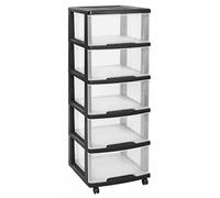Curver | Essentials Tour de Rangement 5x20L, Transparent/Noir
