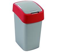 CURVER FLIP BIN 9L Poubelle 35 x 18,9 x 23,5 cm, argenté/rouge 02170-547