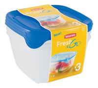 Curver fresh&go square container set 3x1.2l /blue/ transparent