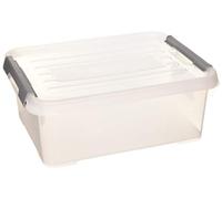 Curver Boîte Handy Box Plus 12 L gris avec couvercle transparent et clips 40x29x15 cm