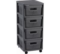 CURVER INFINITY 4x11L Meuble a 4 tiroirs 36x29,5x65cm, motif a pois,gris foncé 04356-G43