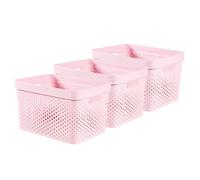 CURVER Infinity Dots Lot de 3 grands paniers de rangement 100 % recyclés 17 litres Rose